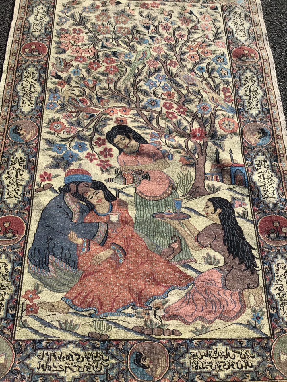 tapis-ancien-vintage-pakistanais-laine-soie-fait-main-arbre-de-vie-les-curiosites-d-emilie-4
